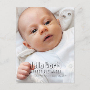 Hello World Birth Annoucement Announcement