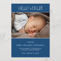 Hello World Birth Announcement//Monaco Blue