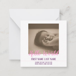 Hello World - birth announcement with photo