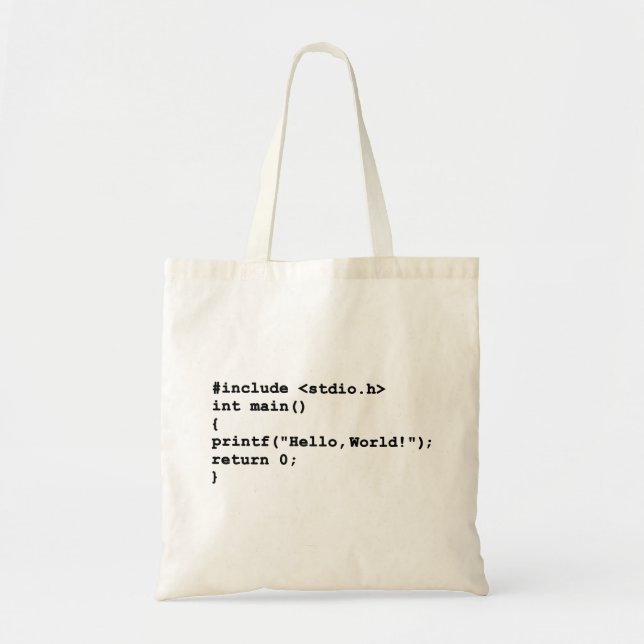 Hello World C programming language Coding Tote Bag (Front)