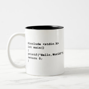 Hello World C programming language Coding Two-Tone Coffee Mug
