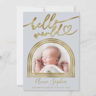 Hello World Chic Arch Frame Birth Announcement