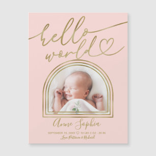 Hello World Chic Arch Frame Birth Announcement