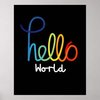 Hello world colourful  poster