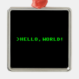 Hello World Computer Programming Metal Tree Decoration