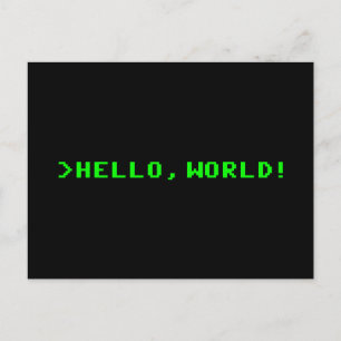 Hello World Computer Programming Postcard