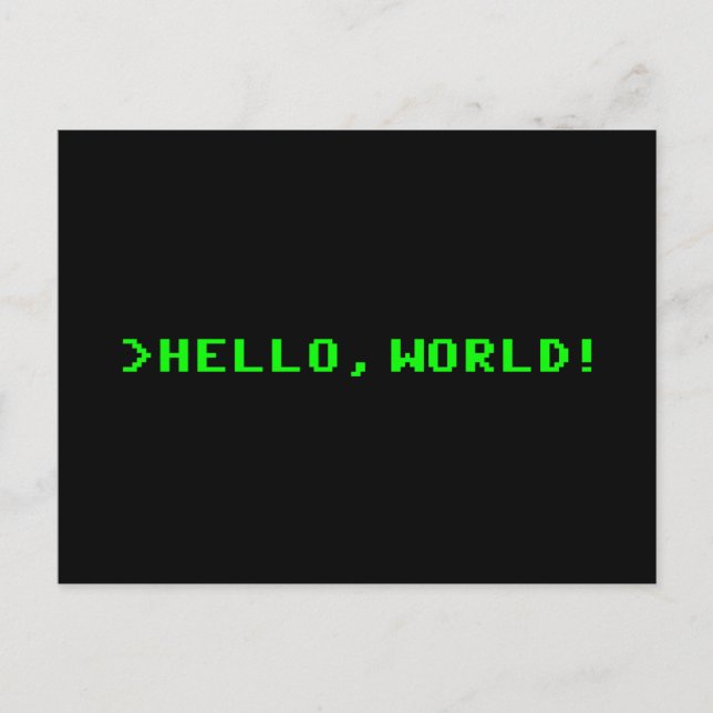 Hello World Computer Programming Postcard (Front)