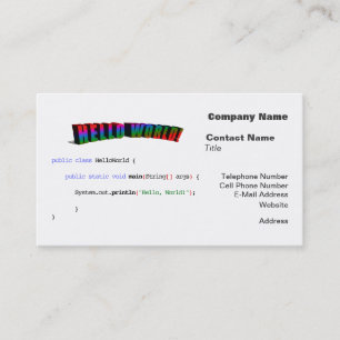 Hello World geek greeting Java Business Card