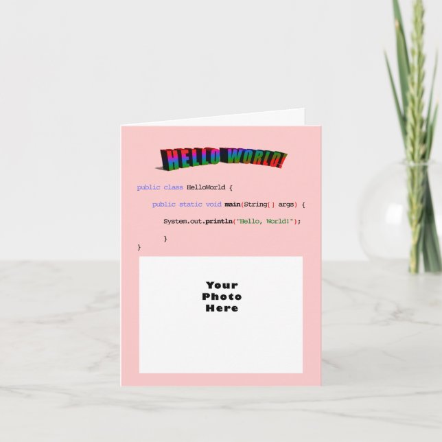 Hello World geek greeting Java Card (Front)