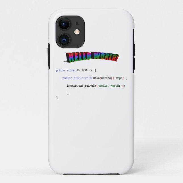Hello World geek greeting Java Case-Mate iPhone Case (Back)