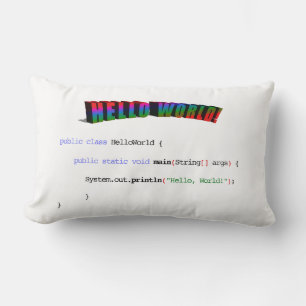Hello World geek greeting Java Lumbar Cushion