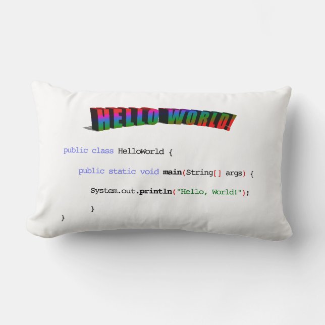 Hello World geek greeting Java Lumbar Cushion (Front)