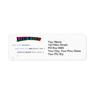 Hello World geek greeting Java Return Address Label