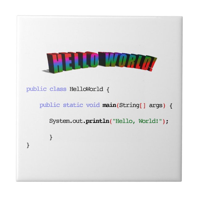 Hello World geek greeting Java Tile (Front)