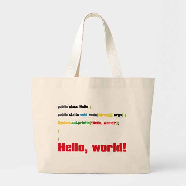 Hello, World! Large Tote Bag (Front)