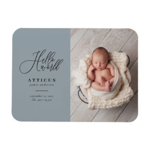 Hello world multi photo modern geometric + script magnet