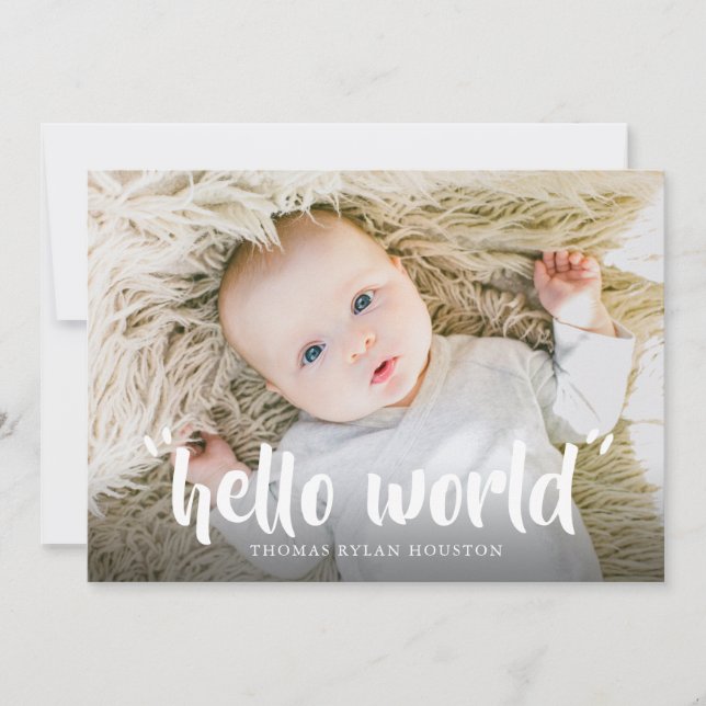 Hello World New Baby Birth Announcement (Front)
