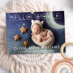 Hello World New Baby Birth Photo  Announcement