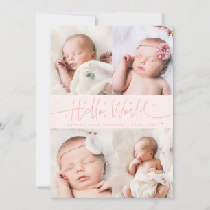 Hello World Script Peach Multi Photo Birth Announcement