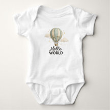 Hello World – Watercolor Hot Air Balloon Baby Desi
