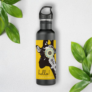 Hello! - Yellow Funky Cool Paisley Giraffe 710 Ml Water Bottle