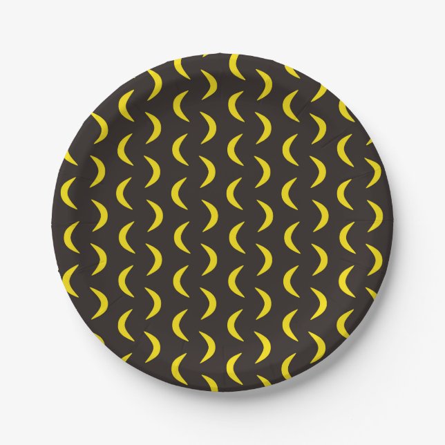 Hello Yellow Moon - seamless Halloween pattern. Paper Plate (Front)