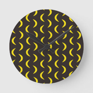 Hello Yellow Moon - seamless Halloween pattern. Round Clock