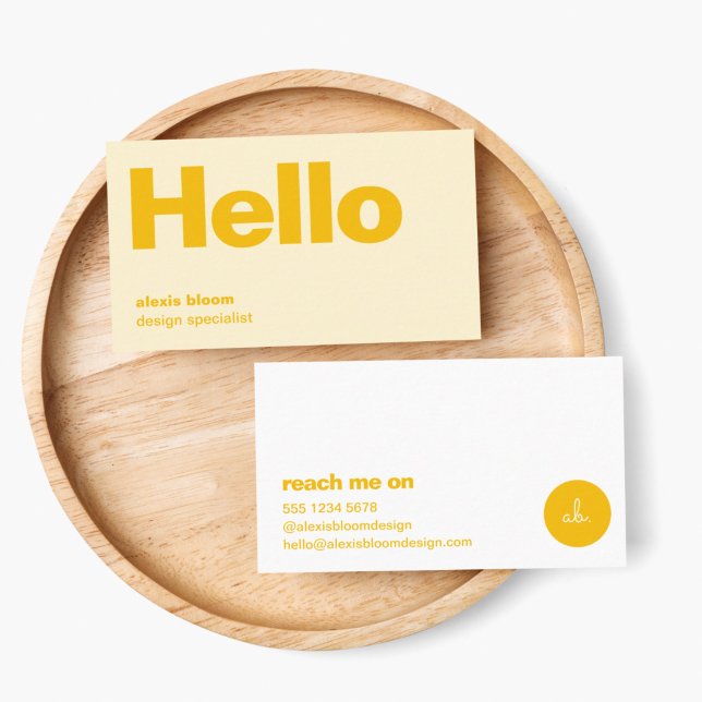 Hello Yellow Retro Modern Minimal Stylish Trendy Business Card (Creator Uploaded)