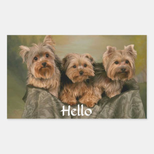 Hello Yorkshire Terrier Puppy Dog Greeting Sticker