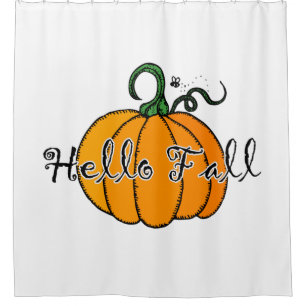 Hellow Pimpkin Fall Pimpkin Hello Fall Shower Curtain