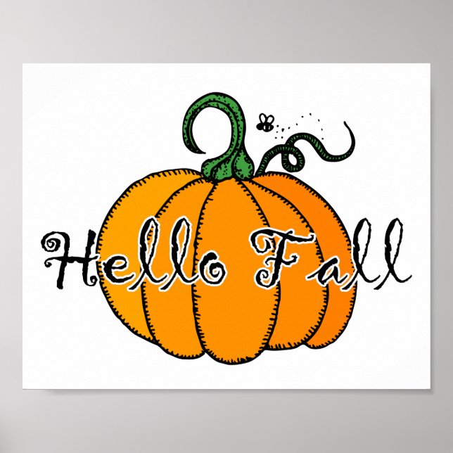 Hellow Pumpkin Fall Pumpkin Hello Fall Poster (Front)