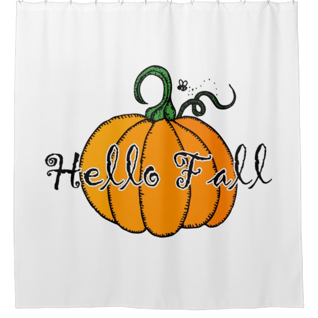 Hellow Pumpkin Fall Pumpkin Hello Fall Shower Curtain (Front)
