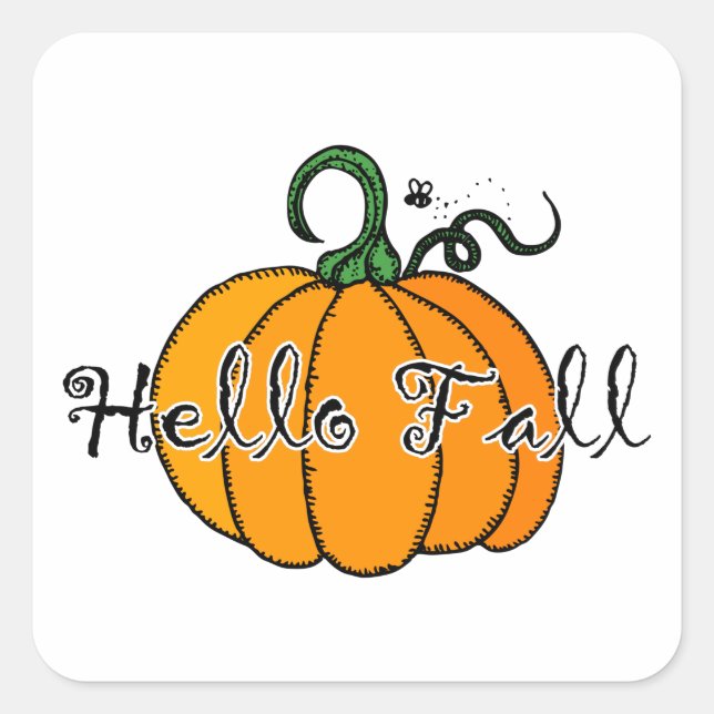Hellow Pumpkin Fall Pumpkin Hello Fall Square Sticker (Front)