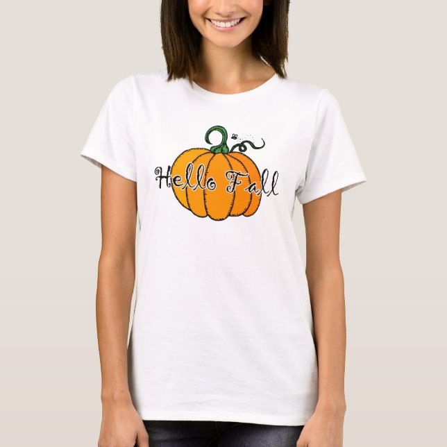 Hellow Pumpkin Fall Pumpkin Hello Fall T-Shirt (Front)