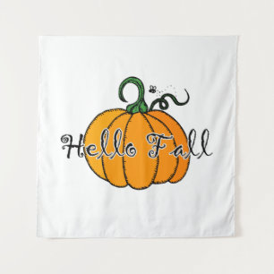 Hellow Pumpkin Fall Pumpkin Hello Fall Tapestry