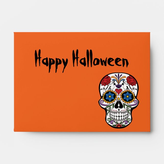 Helloween floral sugar skull envelope (Front)