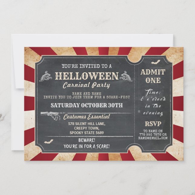 HELLoween Halloween Party Circus Horror Ticket Invitation (Front)