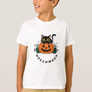 Helloween. Pumnkin and gost cat scared?  T-Shirt