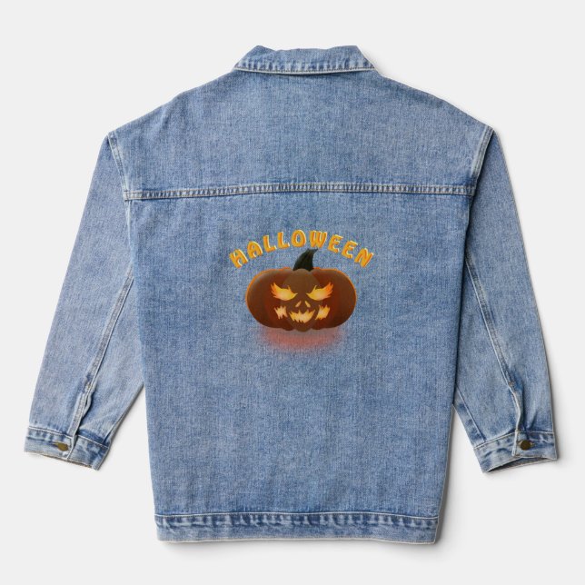Helloween Pumpkin Denim Jacket (Back)