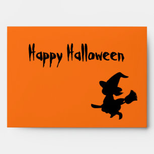 Helloween witch with broom envelope