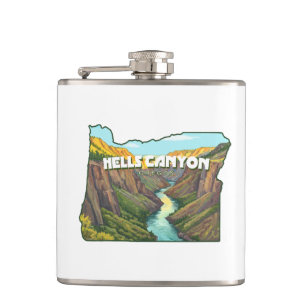 Hells Canyon Oregon Map Hip Flask