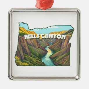 Hells Canyon Oregon Map Metal Ornament
