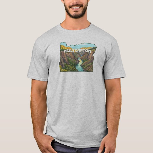 Hells Canyon Oregon Map T-Shirt (Front)
