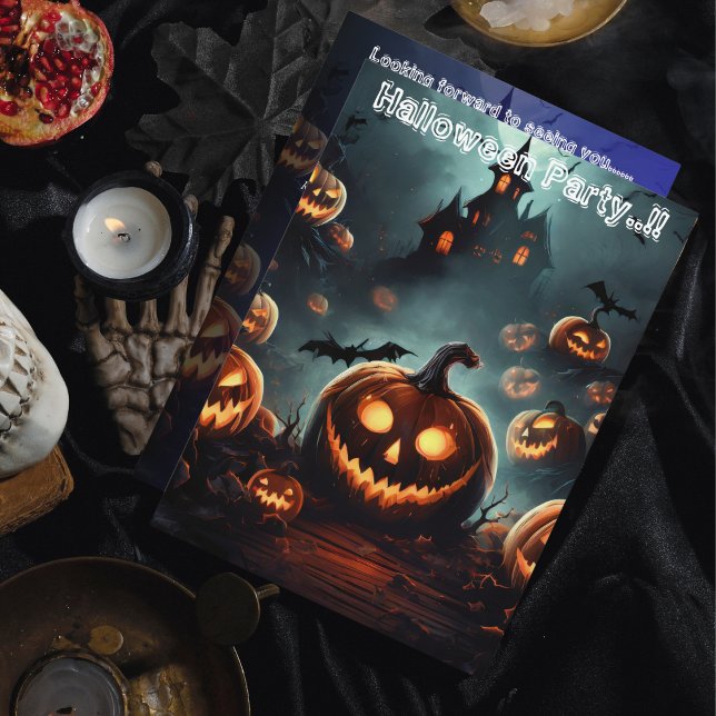 Hells Pumpkin Head Halloween Party Invitation (Hells Pumpkin Head Halloween Party Invitation)