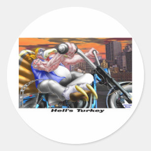 Hells Turkey Funny Thanksgiving Harley Tees & Gift Classic Round Sticker