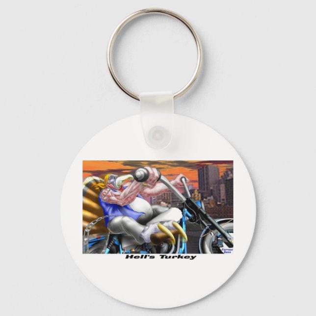 Hells Turkey Funny Thanksgiving Harley Tees & Gift Key Ring (Front)