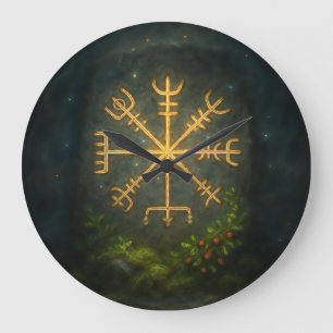 Helm of Awe Aegishjalmur Norse Protective Symbol Large Clock