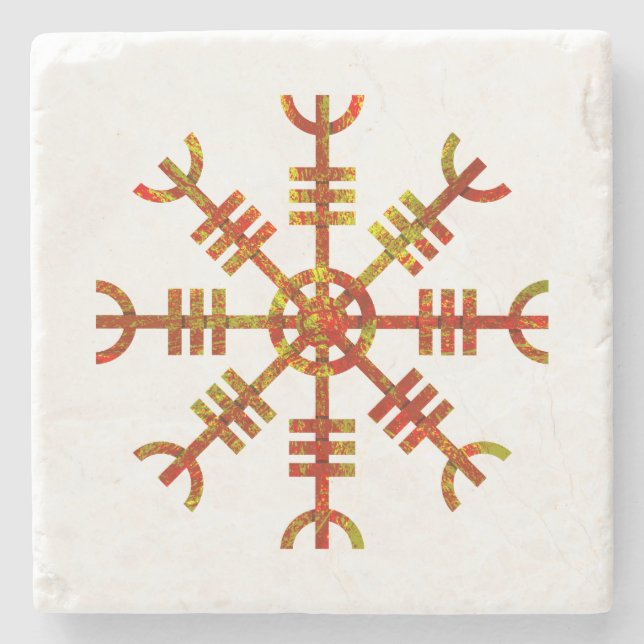 Helm Of Awe Norse Viking Symbol Stone Coaster (Front)