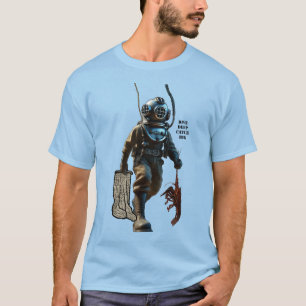 Helmet Diver Catching a Lobster Underwater URM T-Shirt