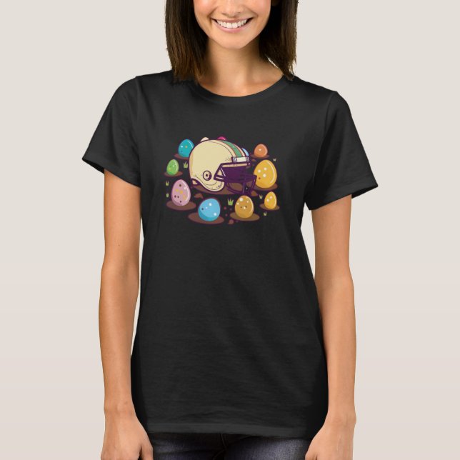 Helmet Easter Eggs Football Easter T-Shirt (Front)